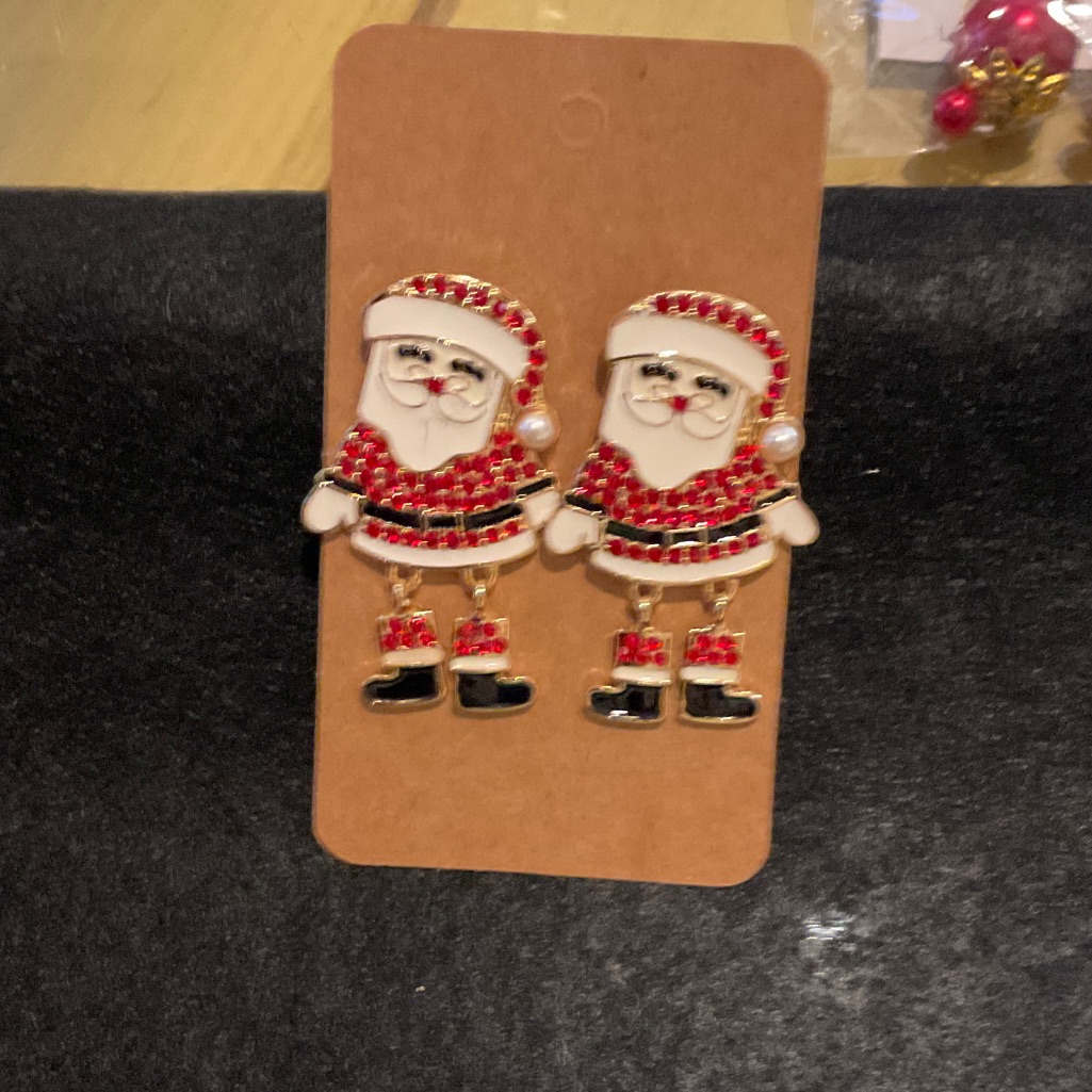 Festive Santa Earrings In Red And White
